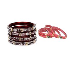 SOMIL Set of 8 Maroon Alloy Bangles-image-65