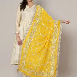 MUFFLY Embroidered Dupatta with Sequinned-19