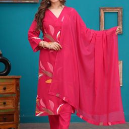 Dholiwal Fashion Women Floral Printed Kurta with Trousers & Dupatta-image-75