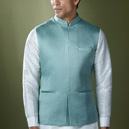 RNG Safawala Men Thread Work Dupion Silk Kurta with Trousers image 2