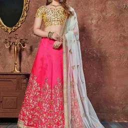 DIVASTRI Embroidered Sequinned Semi-Stitched Lehenga & Unstitched Blouse With Dupatta-20