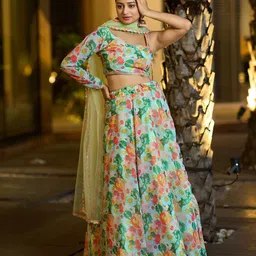 KALINI Printed Semi-Stitched Lehenga & Unstitched Blouse With Dupatta-picture-12