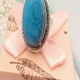 Shrim jewels German Silver Turquoise Studded Adjustable Oxidised Finger Ring-picture-19