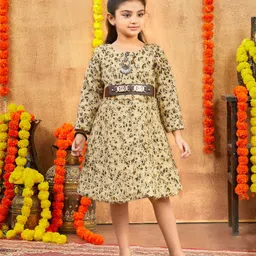 BAESD Floral Print Woollen A-Line Dress-24