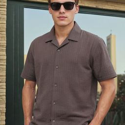 SZN Men Textured Cuban Collar Casual Shirt-picture-48