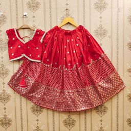 BAESD Girls Embroidered Thread Work Foil Print Ready to Wear Lehenga &-picture-11