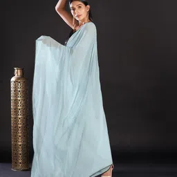 KALINI Embellished Solid Saree with Matching Blouse image 3