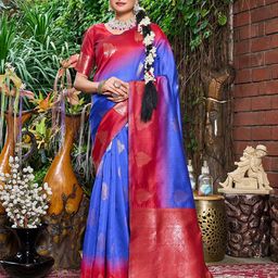 GARIYA Woven Design Zari Silk Blend Paithani Saree-picture-23