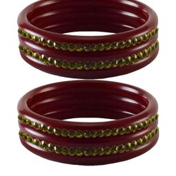 Vidhya Kangan Green Stone Stud Acrylic Bangle-image-100