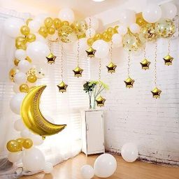 Solid Moon Star Foil with Metallic and Confetti Latex Balloons Set of 65 Pcs Balloon-28