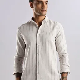 NEVER NEUD Men Classic Opaque Striped Casual Shirt-image-60