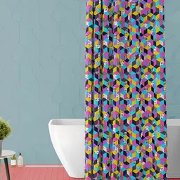 ArtzFolio Pink & Yellow Geometric Printed Waterproof Shower Curtain-13