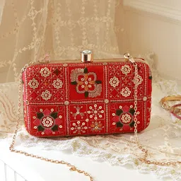 THE TAN CLAN Elora Embroidered Box Clutch-26