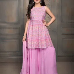 Lagorii Girls Sequined Sleeveless Kurta Set-picture-25