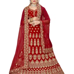 Maroosh Embellished Thread Work Unstitched Lehenga & Blouse With Dupatta-image-20