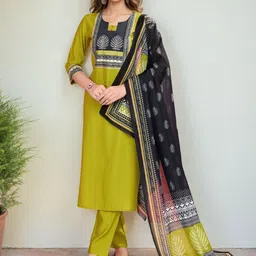 SZN Women Ethnic Motifs Printed Kurta with Trouser & Dupatta-image-73