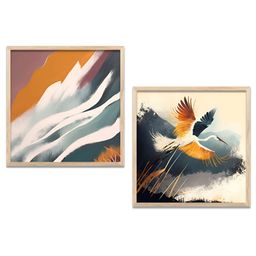 Kotart Brown & Cream Colored 2 Pieces Printed Wooden Wall Arts-picture-27