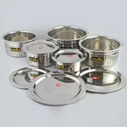 Pack of 10 Stainless Steel Dinner Set Patila With Lid,Steel Set Dinner Set-13