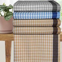 Athom Living Brown & Blue 5 Printed Cotton 210 GSM Bath Towel-image-44