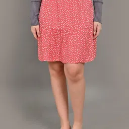 NoBarr Printed Tiered Above Knee Skirt-image-5