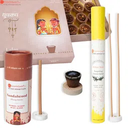 GaneshaSpeaks 55-Pcs Loban Dhoop Cup & Sandalwood Dhoop Stick, Lemongrass Incense Stick-image-99
