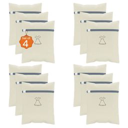 Aura 12-Pcs Beige Reusable Mesh Laundry Bags With Zip-0