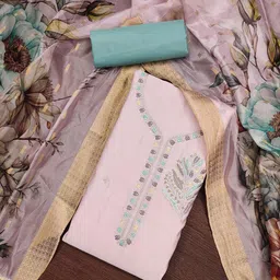 SHADOW & SAINING Floral Embroidered Sequinned Roman Silk Unstitched Dress Material-image-71