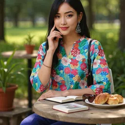 THE FAB FACTORY Women Floral Printed Mandarin Collar Kurti-image-30