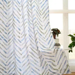Tranquebar Home Blue & White Set of 2 Geometric Door Curtain-image-19