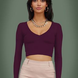 Dream Beauty Fashion Women V-Neck Fitted Crop Top-image-41
