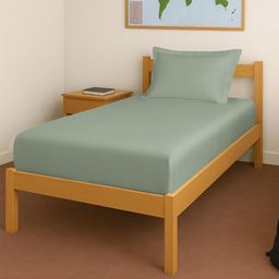 PIZUNA LINENS Sea Green 400 TC Single Bedsheet with 1 Pillow Covers-picture-48