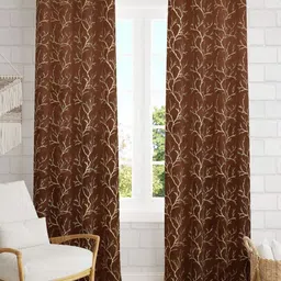 Galaxy Home Decor Coffee Brown2 Pieces Floral Room Darkening Door Curtain-image-74