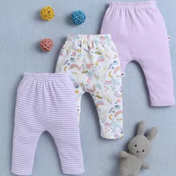 BUMZEE Girls Pack Of 3 Printed Pure Cotton Ankle-Length Leggings-image-53