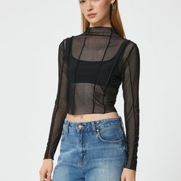 Koton Women Striped High Neck Pockets T-shirt-picture-19