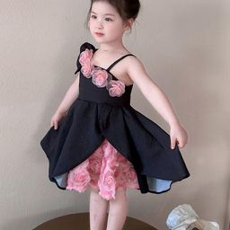 LULU & SKY Girls Asymmetric Neck Flutter Fit & Flare Dress-image-67