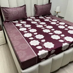 Pure Decor Passion Fur Magenta 230 TC Pure Cotton Queen Bedsheet Set-2.28 m x 2.54 m-picture-4