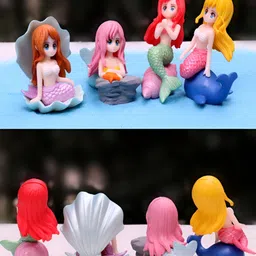 Spiaty 4 Pieces Pink Shell Mermaid Miniature Figurine Showpiece-27