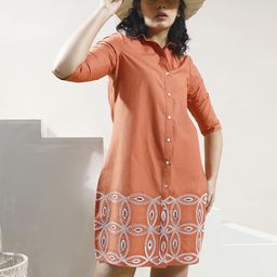 Boho By Athena Bohemian Embroidered Shirt Dress-image-49