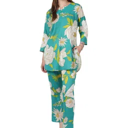 Dreambe Adults-Women Green Pure Cotton Night suits-picture-8