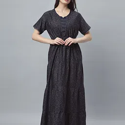 QUIRA Women Floral Printed Maxi Nightdress-picture-24