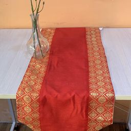 Pink Parrot Red & Gold Ethnic Motifs Printed Table Runner-image-22