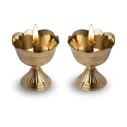 POSHIFY Rose Deep Brass Diya Pooja Essential- Pack Of 2-image-54