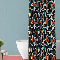 ArtzFolio Black & Blue Printed Waterproof Shower Curtain-12
