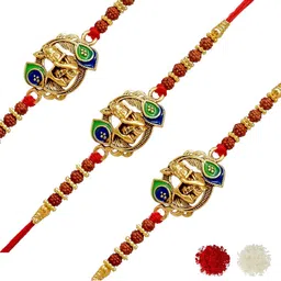 MEIRA JEWELLERY 5-Pcs Rakhi With Roli Chawal & Greeting Card-image-58