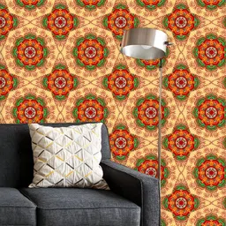 ArtzFolio Cream Colored & Brown Printed UV Resistant Wallpaper-image-8