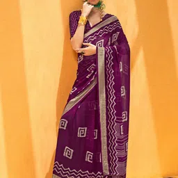 Anouk Ethnic Motifs  Printed Zari Bagru Saree-picture-2