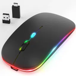 Rocketek Rechargeable LED silnet click With Dual Mode (Bluetooth 5.1 + USB) , 3 Adjustable DPI with Type C OTG Wireless OpticalGaming Mousewith Bluetooth-9