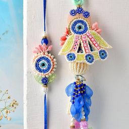 Sangria Bhaiya Bhabhi Rakhi With Tilak Greeting Card & Fridge Magnet-image-8