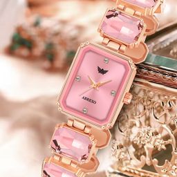 Abrexo Men Dial & Stainless Steel Bracelet Style Straps Analogue Watches -Pink Women Watch-26