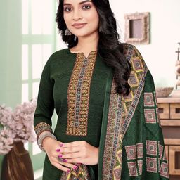 DRAVINAM Trends Ethnic Motifs Printed Sequnnied Pashmina Unstitched Dress Material-image-9